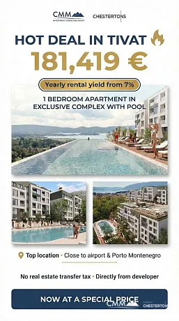 Tivat Yakınında Yeşil Manzaralı Modern Daireler